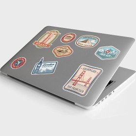 Resim Echo Home Dünya Şehirleri Temalı Laptop Notebook Kask Valiz Sticker Etiket Seti 