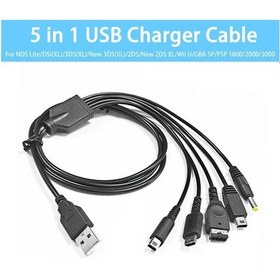 Resim Sunshine022 5 İn 1 Usb Şarj Kablosu Ds Lite 3ds Xl 2ds Dsi Wii U Gba Sp Psp İçin 