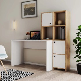 Resim Mezza Sılence Kitaplık - Çalışma Masası Takımı Sepet - Beyaz 1993 