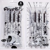 Resim 6 adet, 6 adet Anime Stili Jel Rulo Kalem Seti, Hızlı Kuruyan Karbon Mürekkep, İnce Uç 0.5mm, Siyah Mürekkep, Basın Kalem 
