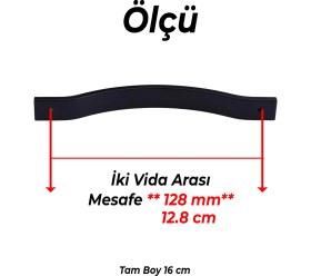 Resim Akasya Siyah Metal 128 mm 10LU Set Mobilya Kulpu Çizgili Model Dayanıklı Uzun Ömürlü Modern Tasarım 