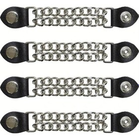 Resim Chuangyinshop White 4lu Motosiklet Yelek Uzatıcıları Çift Zincir Çelik Çivili 17.5cm Siyah 