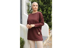 Resim Starseven Yeni Stil Kahve Arma Detaylı Tunik 10020 