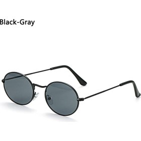 Resim Xifu Shop C Siyah-Gri Küçük Metal Çerçeveli Oval Retro Şemsiyesi Güneş Leri Yaz Vintage UV400 (Yurt Dışından) 