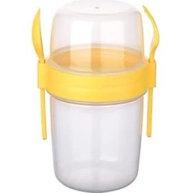 Resim Çift Hazneli - Çatal Kaşıklı Portatif Müsli -Atıştırmalık Kabı 800 ml 