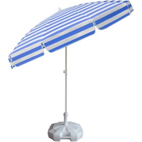Resim ODS Plaj Şemsiyesi 200/8 Mavi-Beyaz Çizgili + 20 Litre Bidonlu 