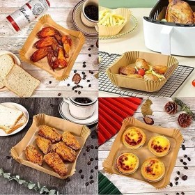 Resim Mcreative Home Airfryer Pişirme Kağıdı,xl-Xxl Büyük Boy, Kare, 50 Adet Hava Fritöz Parşömen Fırın Kağıdı Tek Kullanımlık Kağıt Fırın Fritöz Pişirme Kızartma Tavası Için Uygun 20CM 
