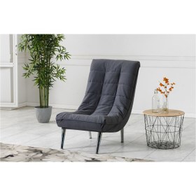 Resim Meşe Home Smart Kılıflı Süngerli Metal Ayaklı Berjer Gri 