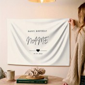 Resim 1 Adet Kişiselleştirilebilir Polyester Parti Afişi - Doğum Günleri, Düğünler, Noel İçin Bohem Minimalist Estetik Kumaş Dekorasyon, Ebeveynler için Mükemmel Hediye, Modern Kutlama Süslemesi, Çok Amaçlı Kullanım 