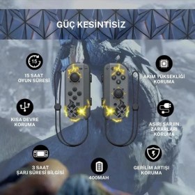 Resim Cosmostech Ns Switch Uyumlu 2'li J-C Joycon Pad Controller Gamepad oyun kolu Siyah Desenli 