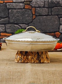 Resim Bakır Pilav Tencere El Yapımı 30 Cm Gümüş Gümüş 