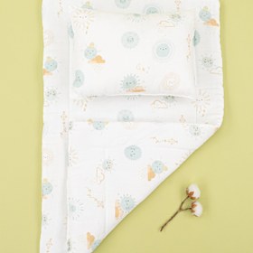 Resim Alt Açma Matı ve Yastık - Çift Taraflı - Su Yeşili Güneş 