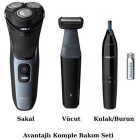 Resim Philips S3133 Islak Kuru Sinek Kaydı Tıraş Makinesi - Vücut Tıraş Makinesi - Kulak-burun Tüy Kesme Makinesi 2 Saat 