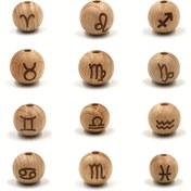 Resim 12 Adet Ahşap Zodyak Boncukları, Astroloji İşaretleri DIY Mücevher Yapımı, Kolye ve Bileklik Aksesuarları, Doğum Günleri ve Tatiller için Özel Hediye 