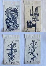 Resim Dikenler 4 Adet Birden 3 Hafta Kalıcı Geçici Yapıştırma Dövme 18x11 Cm 