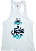 Resim BLUU Fitness Gym Tank Top Sporcu Atleti Squatwhite 