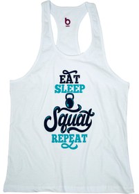 Resim BLUU Fitness Gym Tank Top Sporcu Atleti Squatwhite 