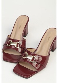 Resim Pierre Cardin Kadın Bordo Rugan Topuklu Terlik Pc-55761 Bordo 