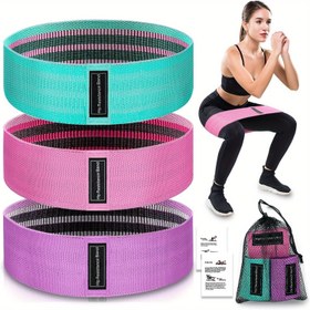 Resim Antrenman Bantları, Kadınlar ve Erkekler için 3 Seviye Kumaş Direnç Bandı, Evde Bacak Gücü Eğitimi, Kalça Uyluk Glut Antrenmanı, Rehberlik, Yoga, Pilates için Çok Renkli Kumaş But Bandı 