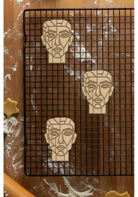 Resim Abstract Yüz Kurabiye Kalıbı, Hamur Şekillendirici, Bisküvi Kalıbı, Kolay Kesim Ucu Beyaz 