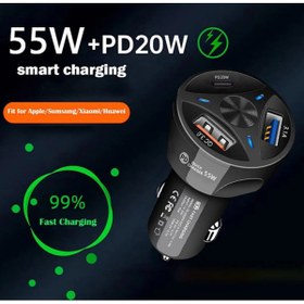 Resim Genel Markalar Araç Çakmaklık Şarjı 2 Usb + 20w Pd Şarj Çıkışlı Hızlı Şarj Destekli 55w Qc 3.0 