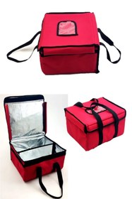 Resim Genel Markalar Kırmızı Alüminyum Folyo Kaplı Termal Kurye Motosiklet Fast Food Yemek Servis Çantası 