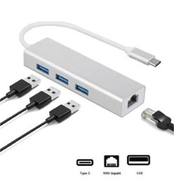 Resim Sarftech Type-C To 3*usb 3.0 Gigabit Ethernet RJ45 Çevirici 