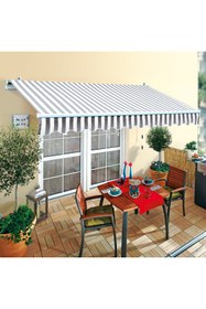 Resim KÜSKÜ Polyester Balkon Tentesi Gri Beyaz 300x200 cm Teras Bahçe Güneşlik Tente 