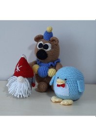 Resim Amigurumi Örgü Oyuncak Ayı Noel Baba Penguen 