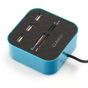 Resim Dark DK-AC-UCR202BL UCR202 Mavi 3 Port USB 2.0 Çoklayıcılı Kart Okuyucu 