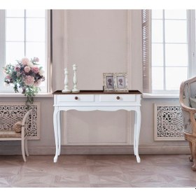 Resim Wooding 85 Cm Çekmeceli Masif Beyaz Ceviz Antre Dresuar Beyaz - Ceviz 