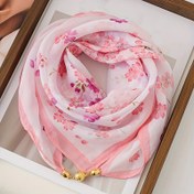 Resim Şık çiçek desenli boyun eşarbı, çok amaçlı ilkbahar ve sonbahar kadın aksesuarı, yumuşak rüzgarlık ve güneş koruyucu tüm mevsimler için yaz başörtüsü 