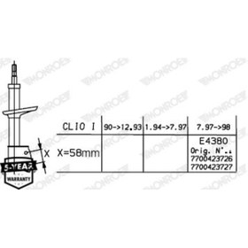 Resim MONROE G7485 Amortisor On ( Renault : Clio 97-- ) 7700423727 (WM824455) 