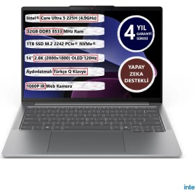 Resim Lenovo Ideapad Pro 5 14IAH10 Intel Ultra 5-225H 32GB 1tb SSD 14" OLED 83JK002BTR Freedos Taşınabilir Bilgisayar 