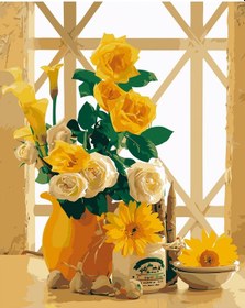 Resim Lemestar 40x50cm Bez Çerçeve Sarı Çiçekli Rakamlı Boyama Kitı: Ev Dekorasyonu Dıy Stres Azaltıcı 