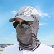Resim Güneş Koruma Şapkası, Yüz Kapağı ile, Erkekler için Nefes Alabilen Polyester %100 Dokuma Şapka, Hiking, Balıkçılık, Bisiklet için UV Koruma, Çoğu Kişi için Tek Beden 