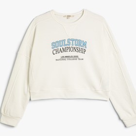 Resim Kolej Sweatshirt Bisiklet Yaka Baskılı Standart Kesim Üç İplik Şardonlu 