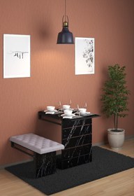Resim moka park avm Mokapark Katlanır Raylı Mutfak Balkon Masa Dekoratif Tek Tabure Ayaklı Duvara Monte Alya Siyah 
