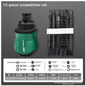 Resim Hombey Topsun Çift Uçlu Ratchet Tornavida Seti: Uzunluk Ayarlı, Kaymazsız Tutuş, Çapraz Ve Çeşitli Uçlar, Dayanıklı Malzeme, 13 Parça Tamir Aracı 