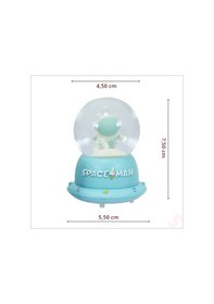 Resim Uçuşan Yıldızlı,7,5cm X 4,5cm Led Işıklı Astronot Küre - Turkuaz 