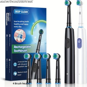 Resim 4 adet Yedek Fırça Başlıkları Seti, Yüksek Frekanslı Titreşim, Sesli Şarj Edilebilir Elektrikli Diş Fırçası, Yumuşak Naylon Kıllar, Zamanlayıcı ile, USB Güçlü, Lityum Pil, Yetişkinler için, Unisex, Tatil Hediyesi Babalar Günü, Anneler Günü Hediyesi 