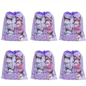 Resim Sanrio Kuromi Çekmeli Çantalar, Günlük Kullanım için Dokusuz Depolama Torbaları, Yumuşak Kılıflı ve İpli Kapamalı, Doğum Günü veya Tatil Hediyeleri İçin İdeal 