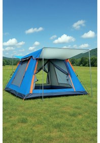 Resim Auhma Outdoor Ac6636 6 Kişilik Otomatik Kamp Çadırı Mavi 210x210x140 Cm Su Geçirmez Oxford Kumaş 