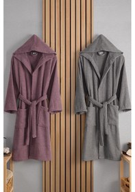 Resim Güvenal Verona Bay&bayan Pamuk 2'li Çizgili Kapüşonlu Bornoz Seti Bornoz Çeyiz Seti Bornoz Takımı 5 Çok Renkli 