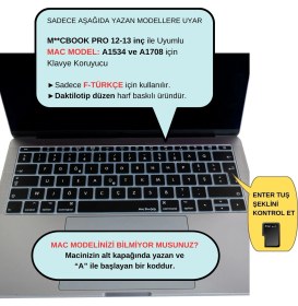 Resim McStorey Laptop Macbook Pro Klavye Kılıf F-Türkçe DaktiloTip Baskı A1534 A1708 ile Uyumlu 