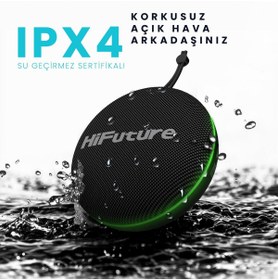 Resim HiFuture Altus BT 5.3 10W IPX4 Su Geçirmez Sertifikalı 1000mAh Batarya 8 Saate Kadar Dinleme Type-c Hızlı Şarj TWS Çift Modlu 160g Hafif Taşınabilir Askılıklı Bluetooth Hoparlör Siyah 