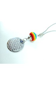 Resim biuti Metal Ayetel Kürsi Renkli Boncuklu Araba Dikiz Ayna Süsü Lüks Hediyelik Gümüş Renkli 