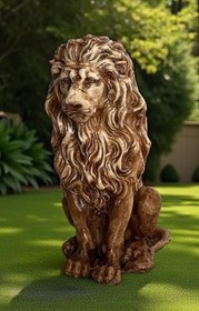 Resim Dekoratif 53 cm Kahverengi Aslan Heykeli Ev Balkon Bahçe Dekorasyon Biblo Heykel 