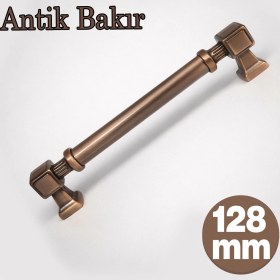 Resim Badem10 Talas Düz Antik Bakır Çekmece Dolap Kulp 128 mm Metal Mobilya Mutfak Banyo Vestiyer Kulbu 