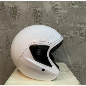 Resim Kask Beyaz Yarım Motosiklet & Bisiklet Kaskı Çenesiz Kask 